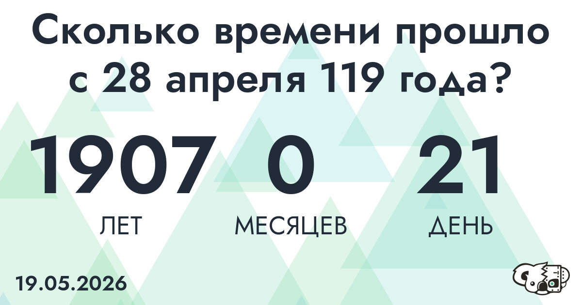 Сколько времени прошло с 28 апреля 119 года
