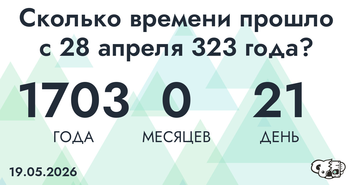 Сколько времени прошло с 28 апреля 323 года