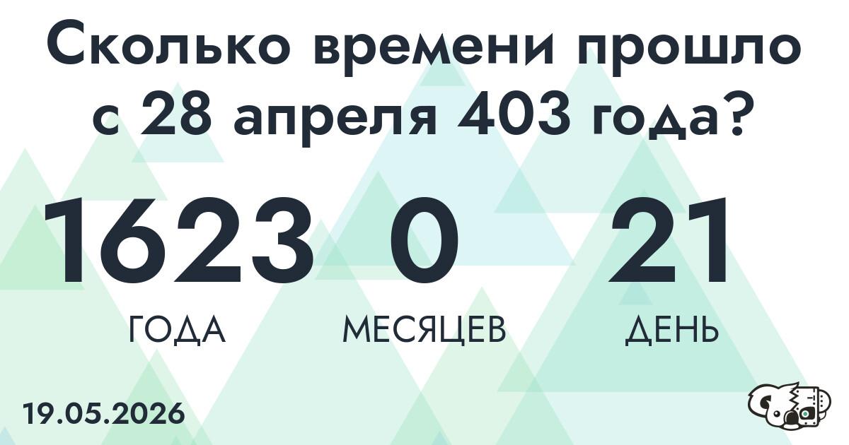 Сколько времени прошло с 28 апреля 403 года