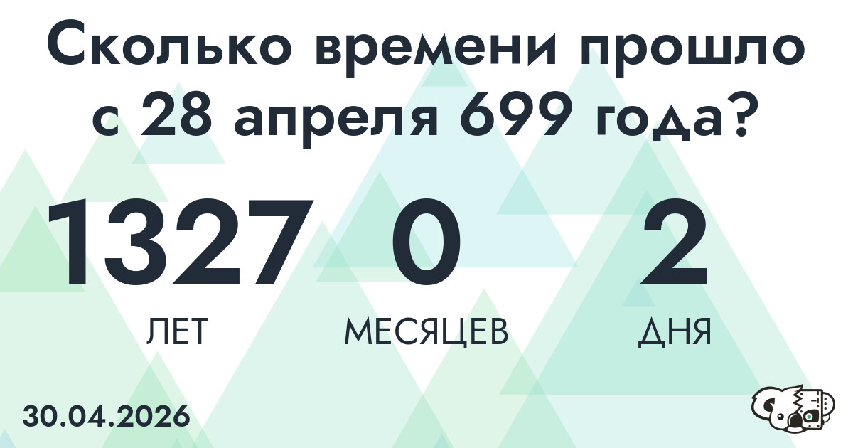 Сколько времени прошло с 28 апреля 699 года