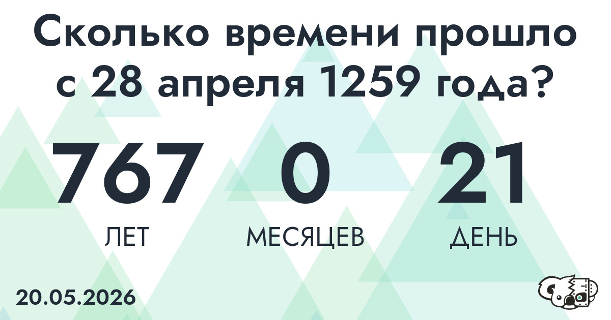 Сколько времени прошло с 28 апреля 1259 года
