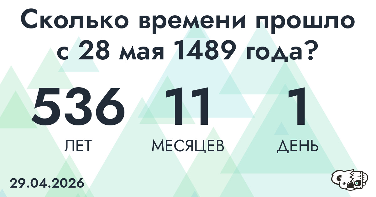 Сколько времени прошло с 28 мая 1489 года