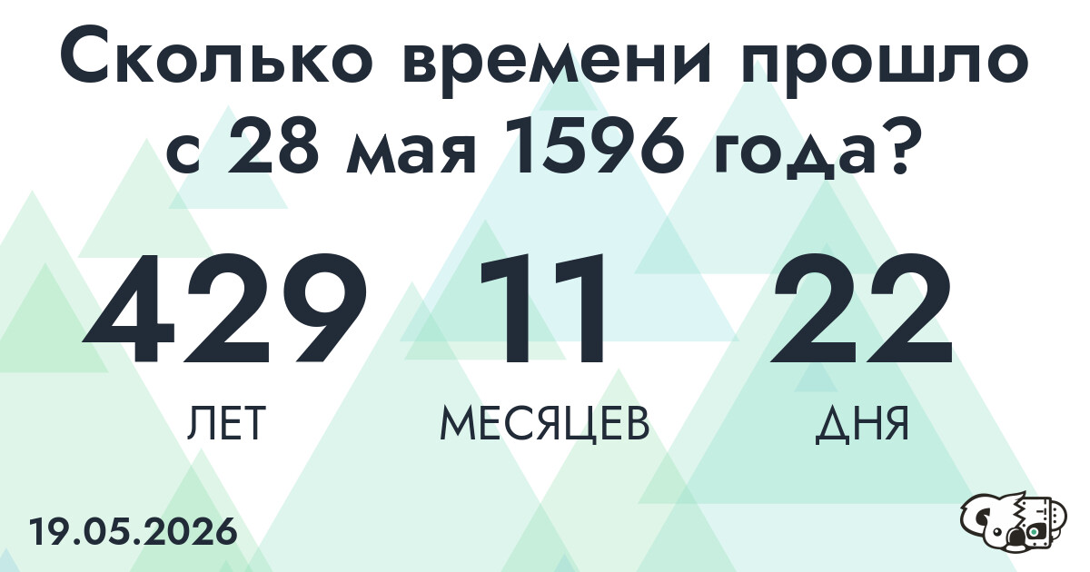 Сколько времени прошло с 28 мая 1596 года