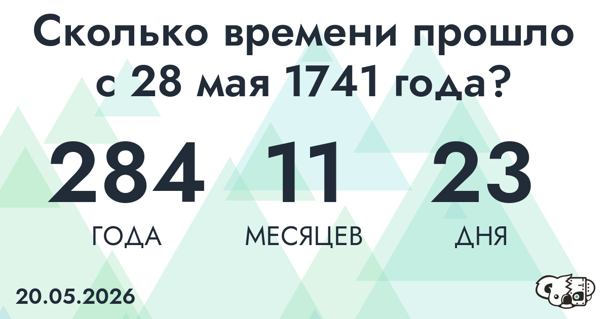 Сколько времени прошло с 28 мая 1741 года
