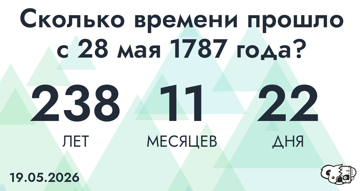 Сколько времени прошло с 28 мая 1787 года