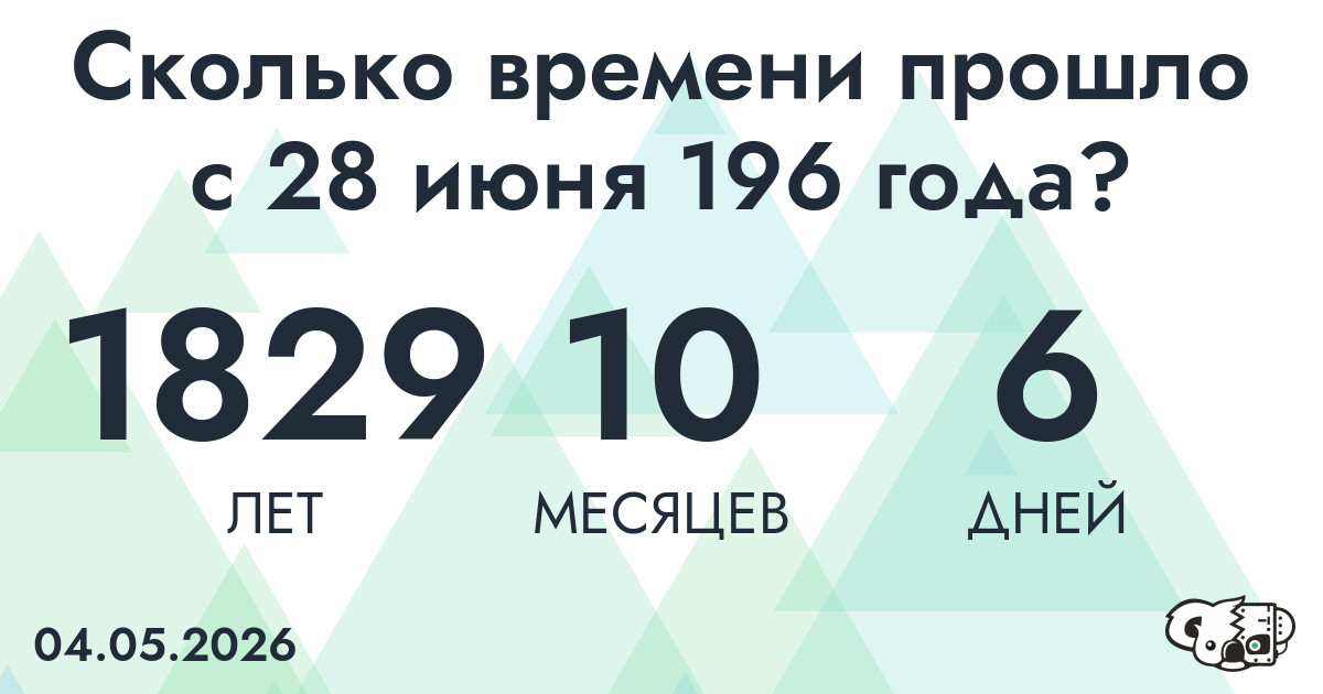 Сколько времени прошло с 28 июня 196 года