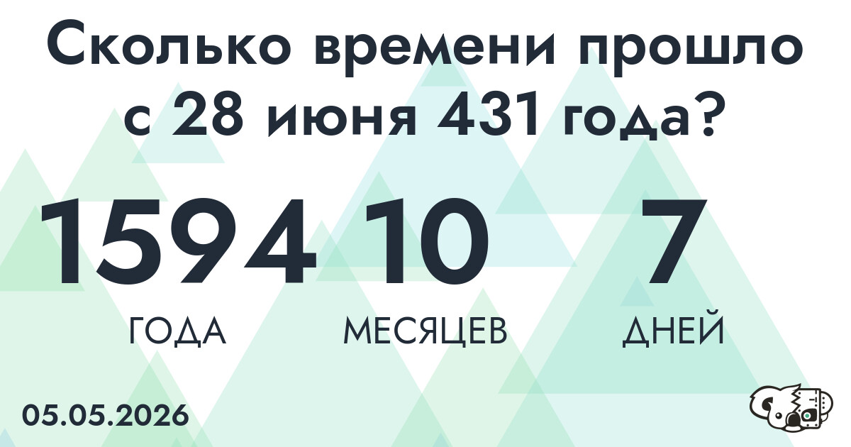 Сколько времени прошло с 28 июня 431 года