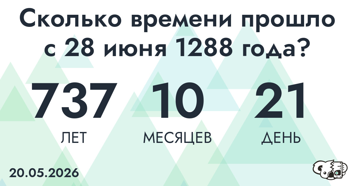 Сколько времени прошло с 28 июня 1288 года