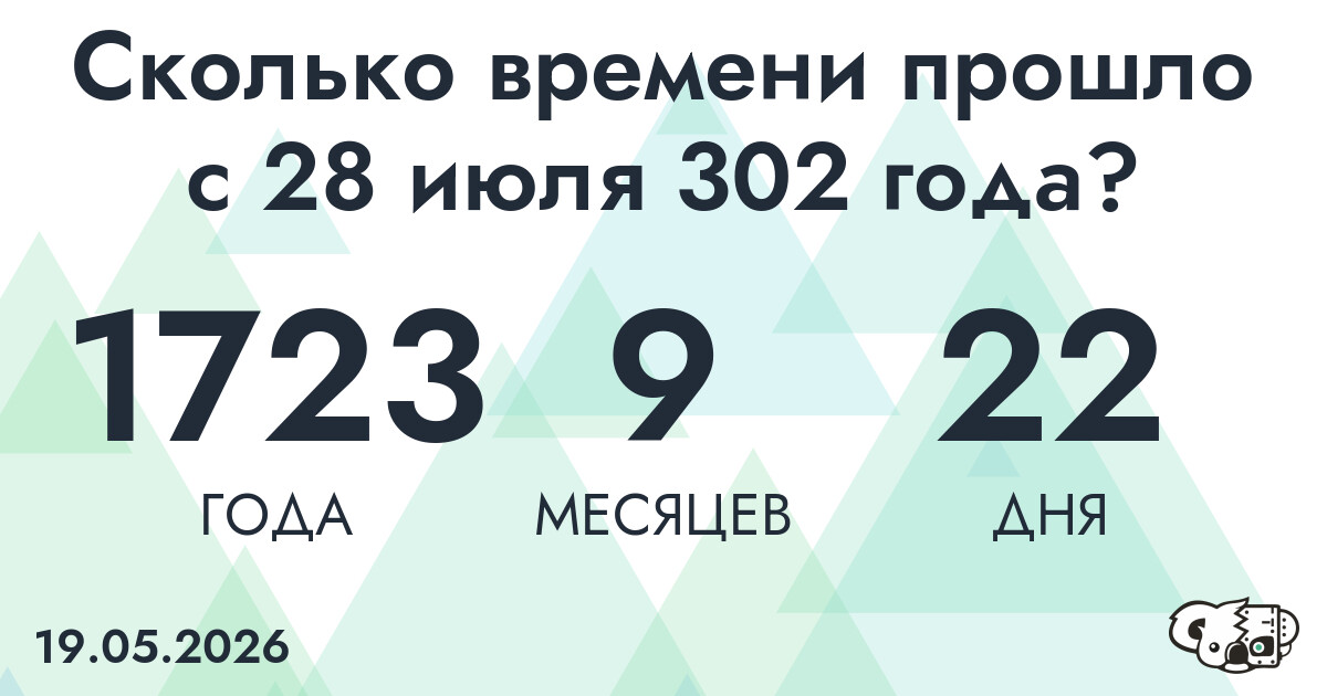 Сколько времени прошло с 28 июля 302 года