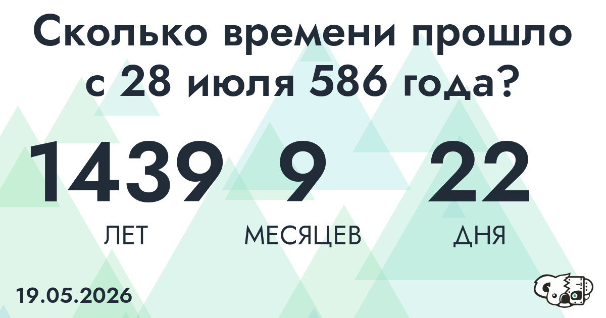 Сколько времени прошло с 28 июля 586 года
