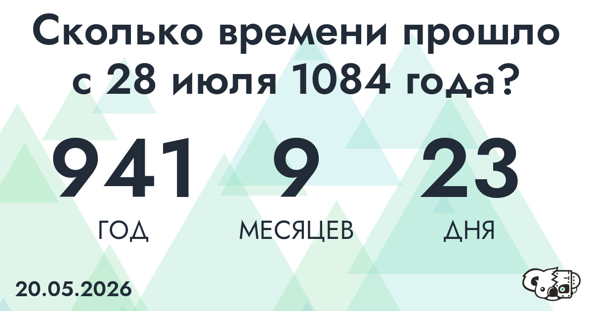 Сколько времени прошло с 28 июля 1084 года