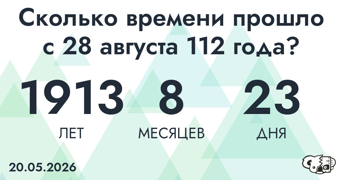 Сколько времени прошло с 28 августа 112 года