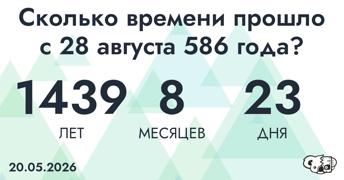 Сколько времени прошло с 28 августа 586 года