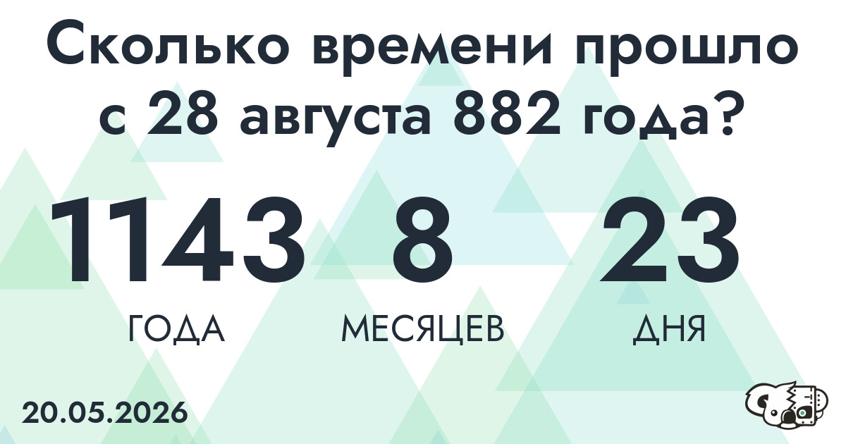 Сколько времени прошло с 28 августа 882 года