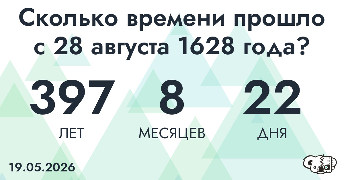 Сколько времени прошло с 28 августа 1628 года