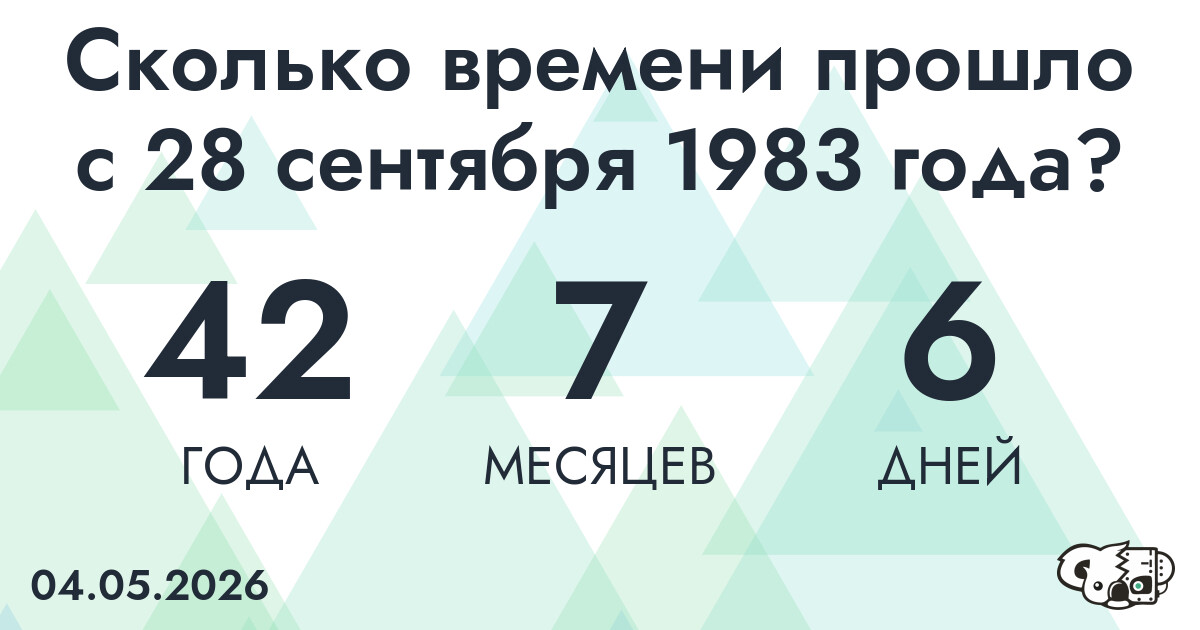 Сколько времени прошло с 28 сентября 1983 года