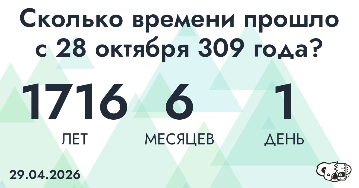 Сколько времени прошло с 28 октября 309 года