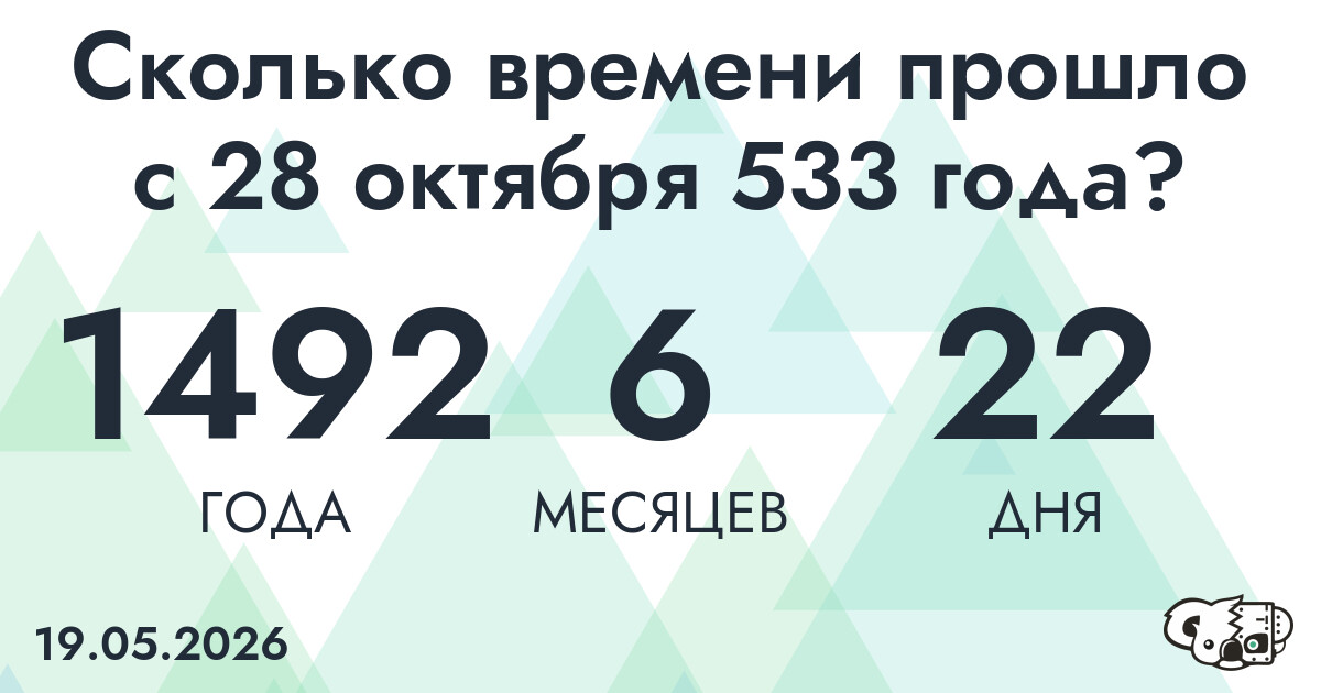 Сколько времени прошло с 28 октября 533 года