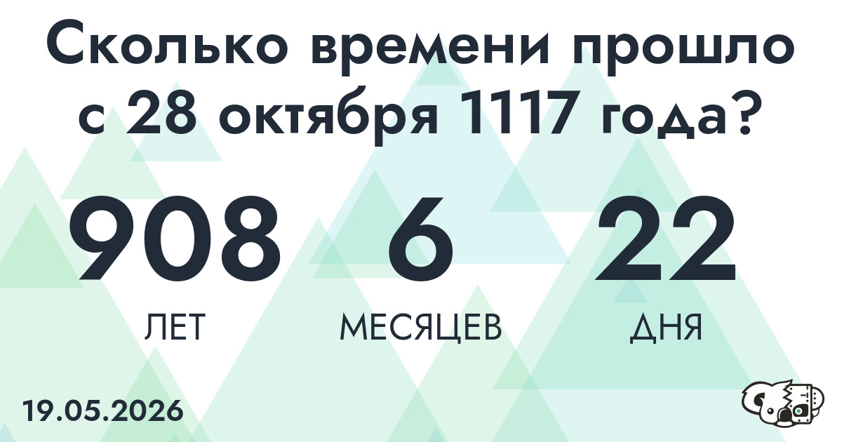 Сколько времени прошло с 28 октября 1117 года