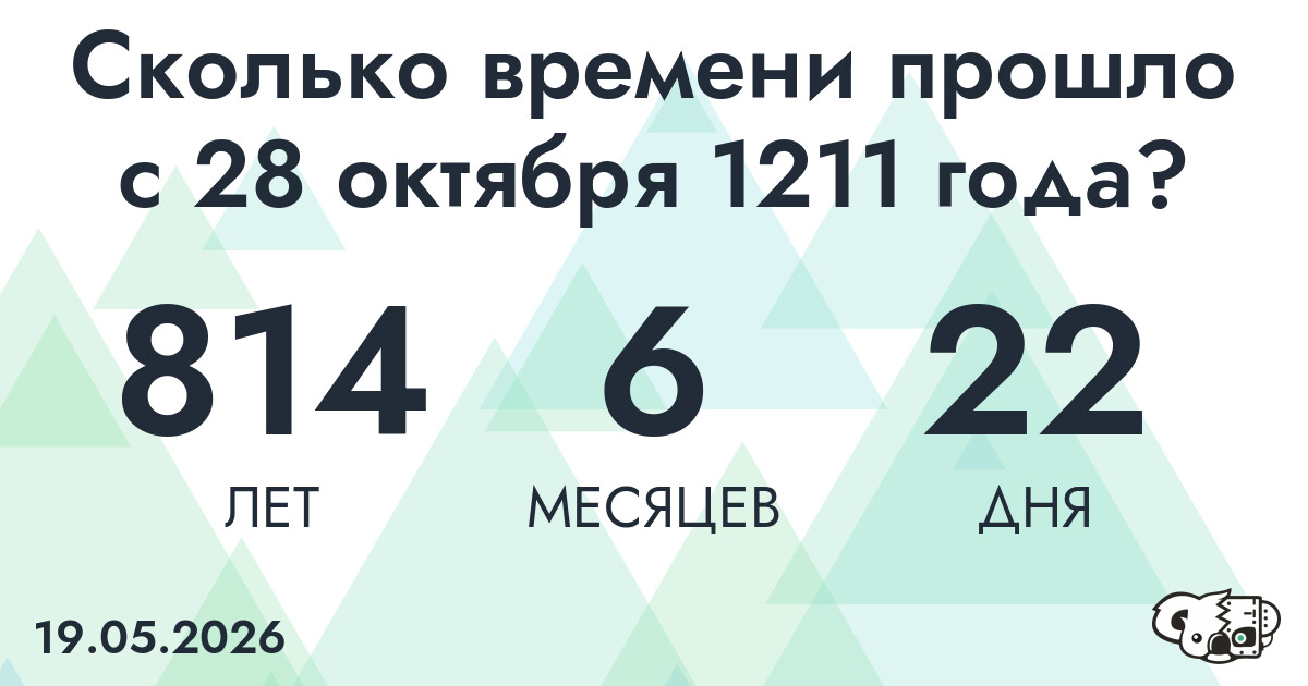 Сколько времени прошло с 28 октября 1211 года