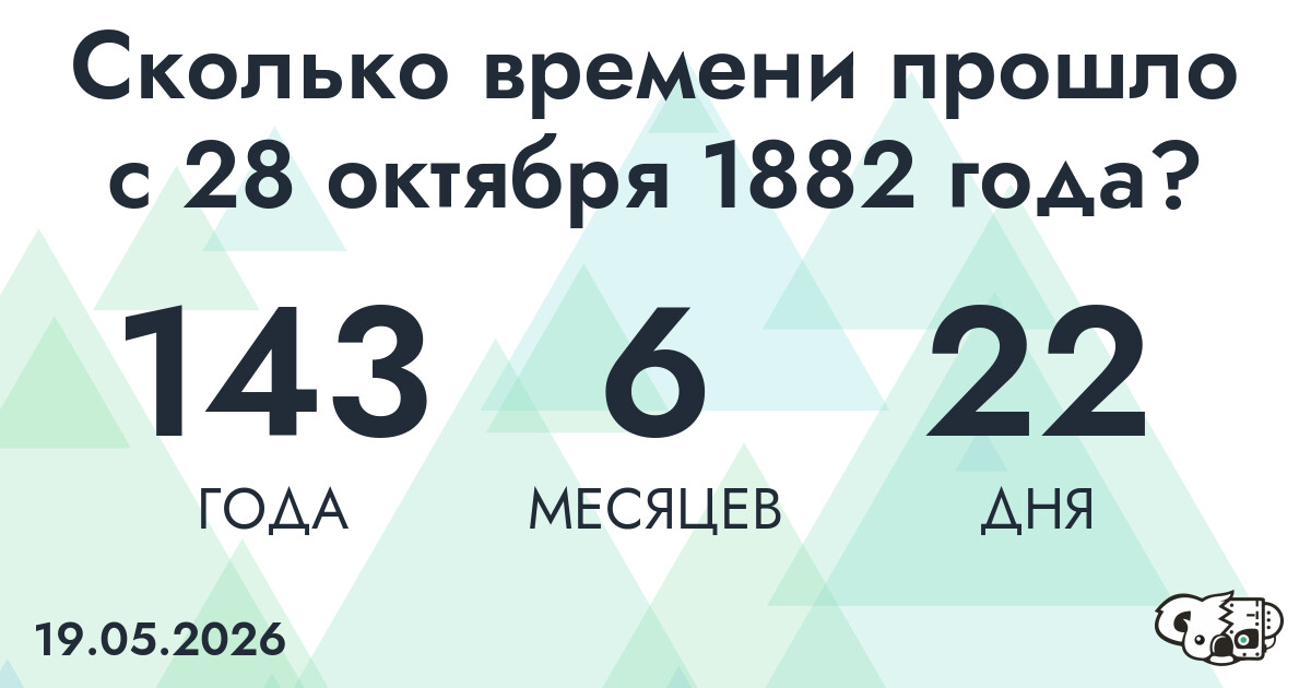 Сколько времени прошло с 28 октября 1882 года