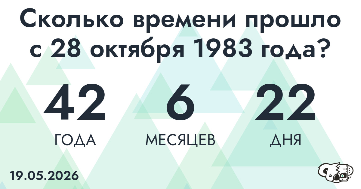 Сколько времени прошло с 28 октября 1983 года