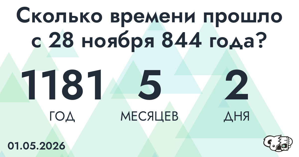 Сколько времени прошло с 28 ноября 844 года