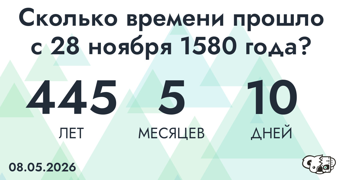 Сколько времени прошло с 28 ноября 1580 года