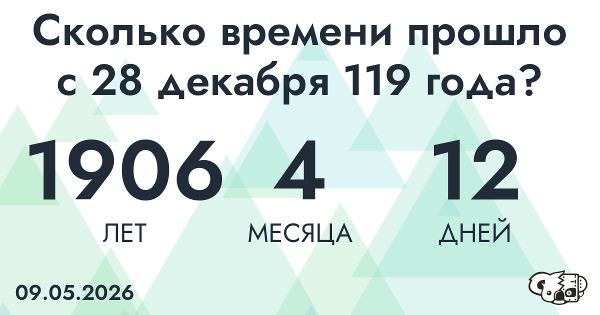Сколько времени прошло с 28 декабря 119 года