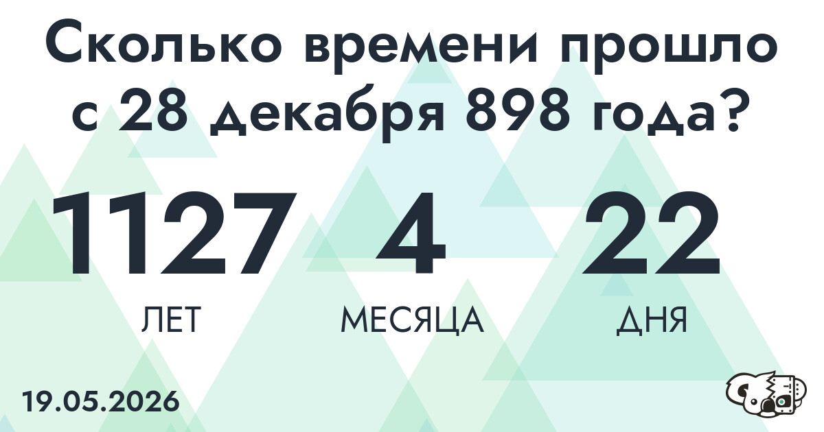 Сколько времени прошло с 28 декабря 898 года