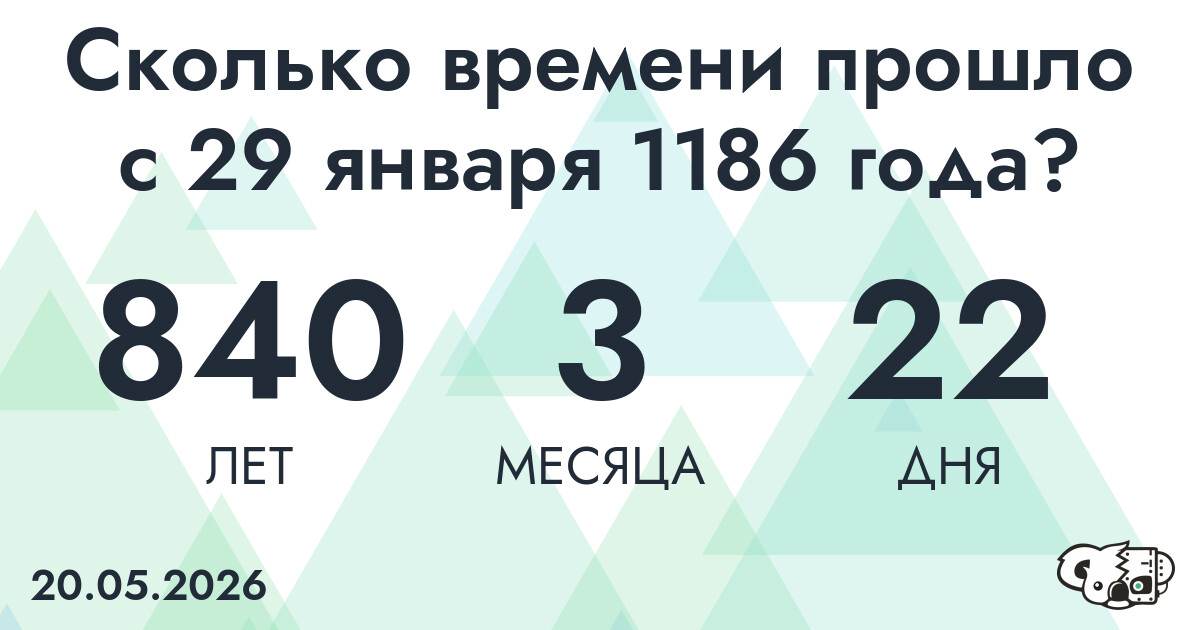 Сколько времени прошло с 29 января 1186 года