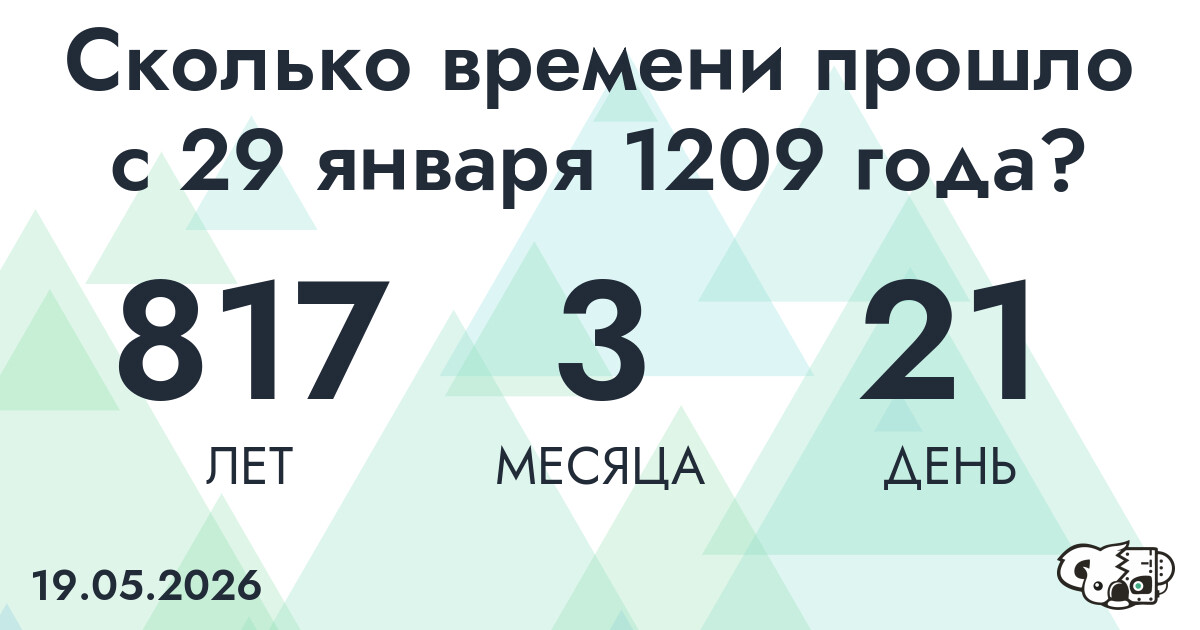 Сколько времени прошло с 29 января 1209 года