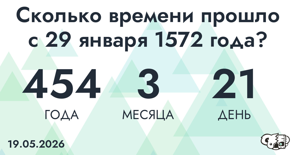 Сколько времени прошло с 29 января 1572 года