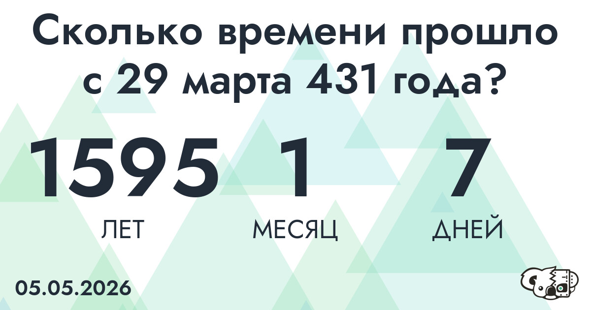 Сколько времени прошло с 29 марта 431 года
