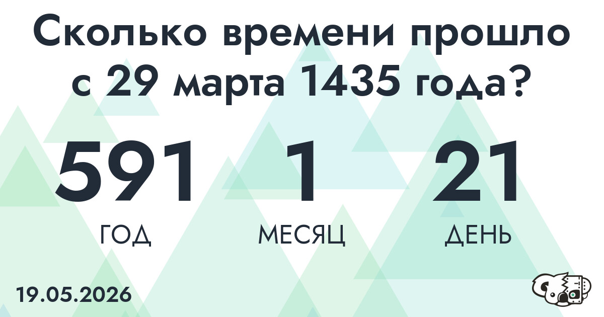 Сколько времени прошло с 29 марта 1435 года
