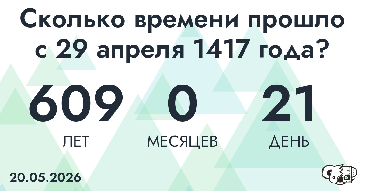 Сколько времени прошло с 29 апреля 1417 года