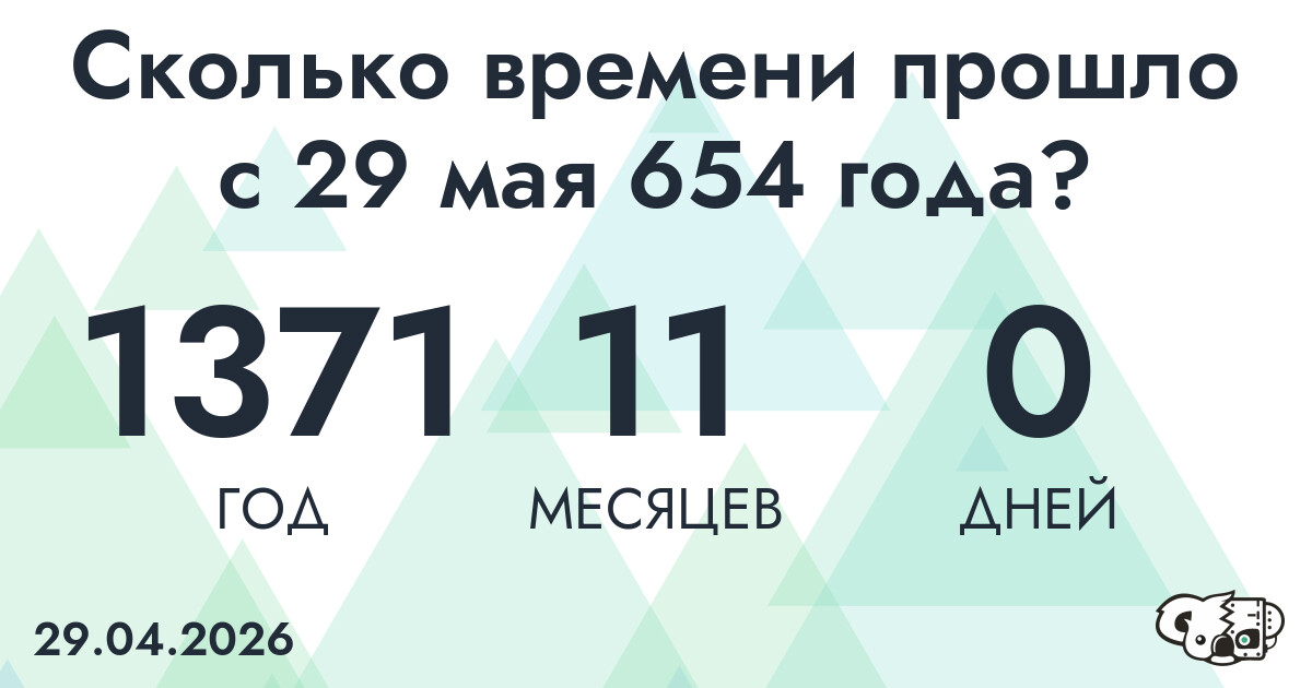 Сколько времени прошло с 29 мая 654 года