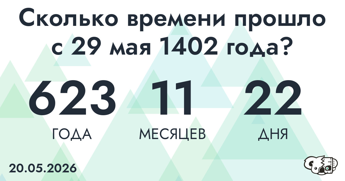 Сколько времени прошло с 29 мая 1402 года