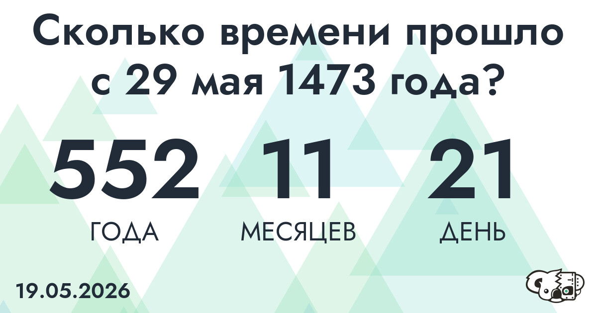 Сколько времени прошло с 29 мая 1473 года