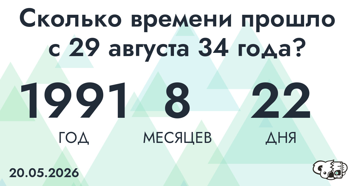 Сколько времени прошло с 29 августа 34 года