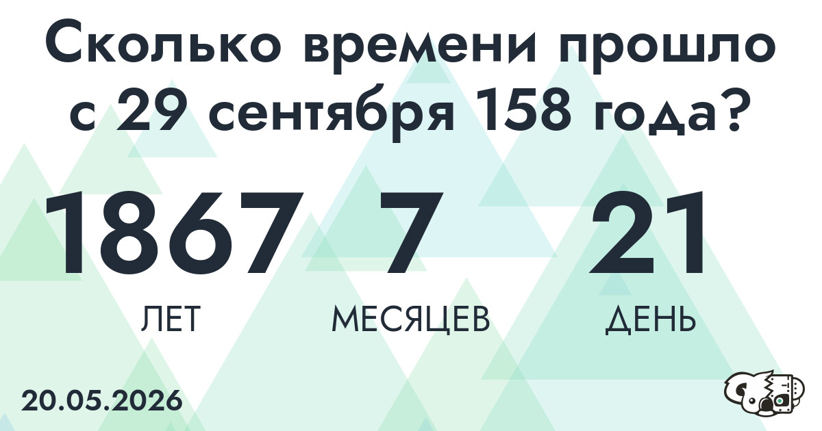 Сколько времени прошло с 29 сентября 158 года