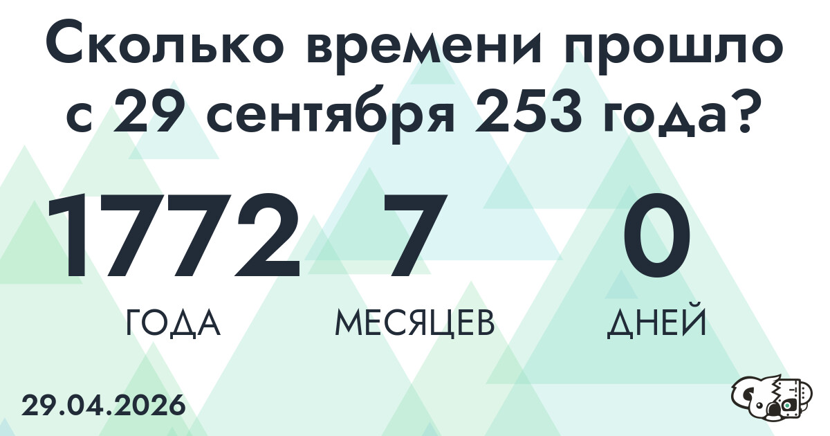 Сколько времени прошло с 29 сентября 253 года