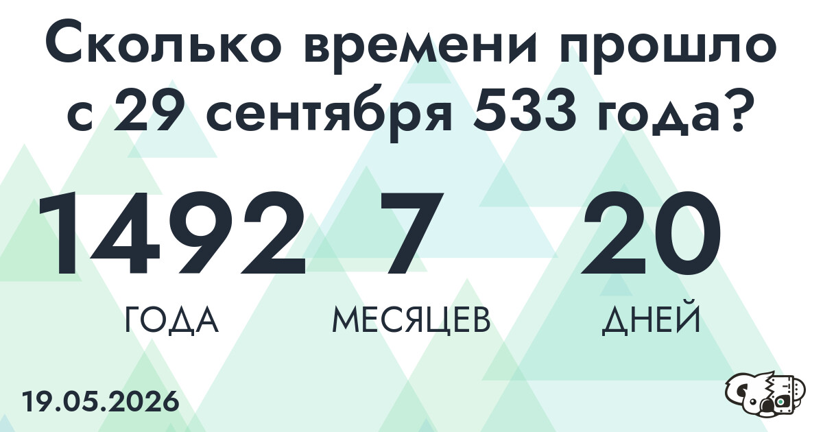 Сколько времени прошло с 29 сентября 533 года