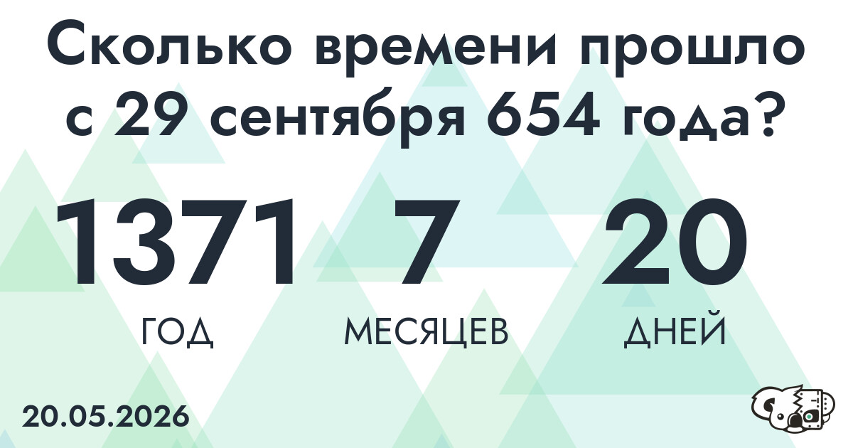 Сколько времени прошло с 29 сентября 654 года