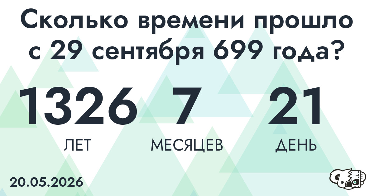 Сколько времени прошло с 29 сентября 699 года