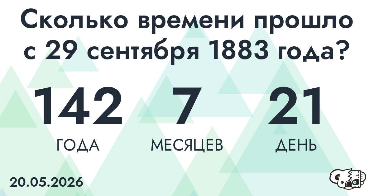 Сколько времени прошло с 29 сентября 1883 года
