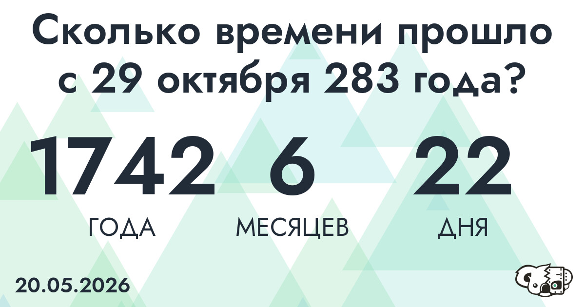 Сколько времени прошло с 29 октября 283 года