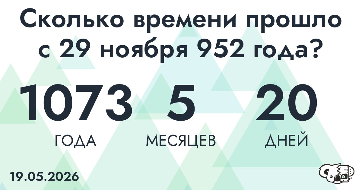 Сколько времени прошло с 29 ноября 952 года