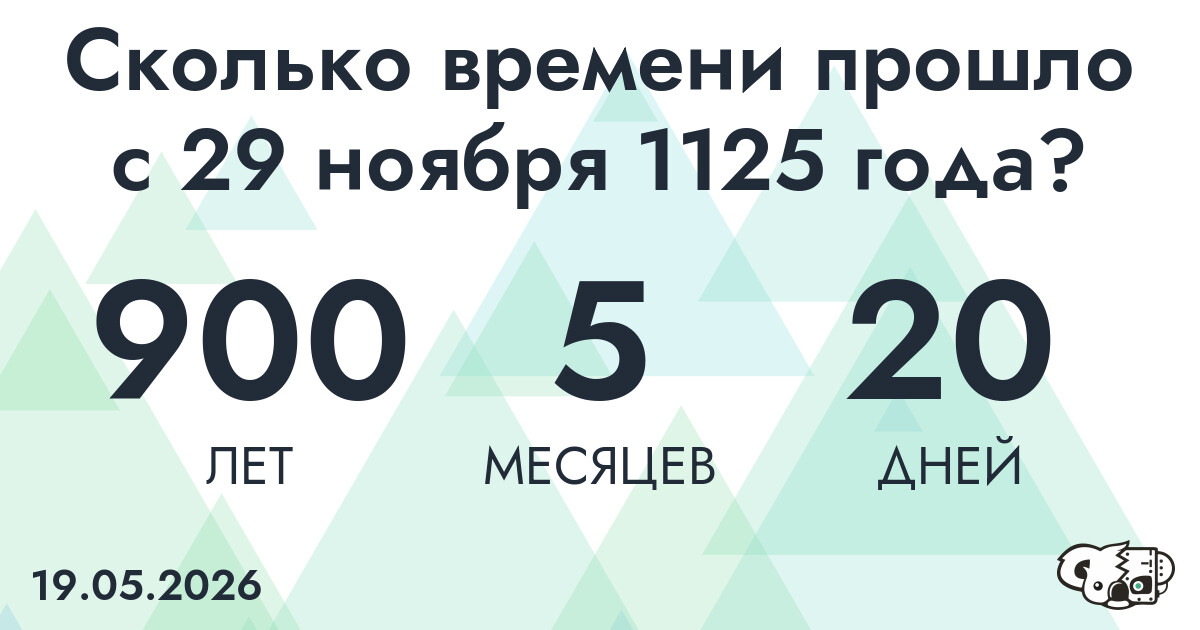 Сколько времени прошло с 29 ноября 1125 года