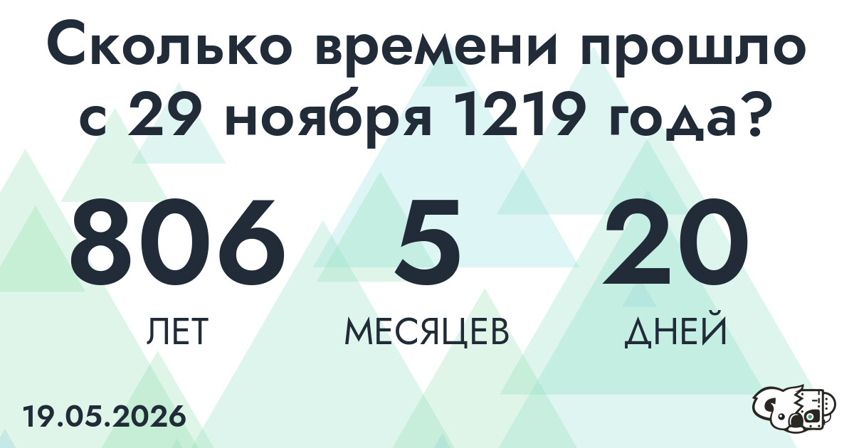 Сколько времени прошло с 29 ноября 1219 года
